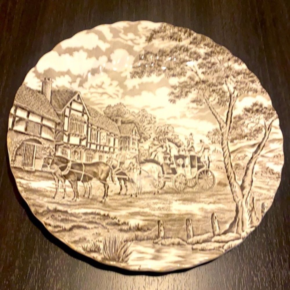 Staffordshire “Myott Royal Mail” hand engraved set of 2 plates